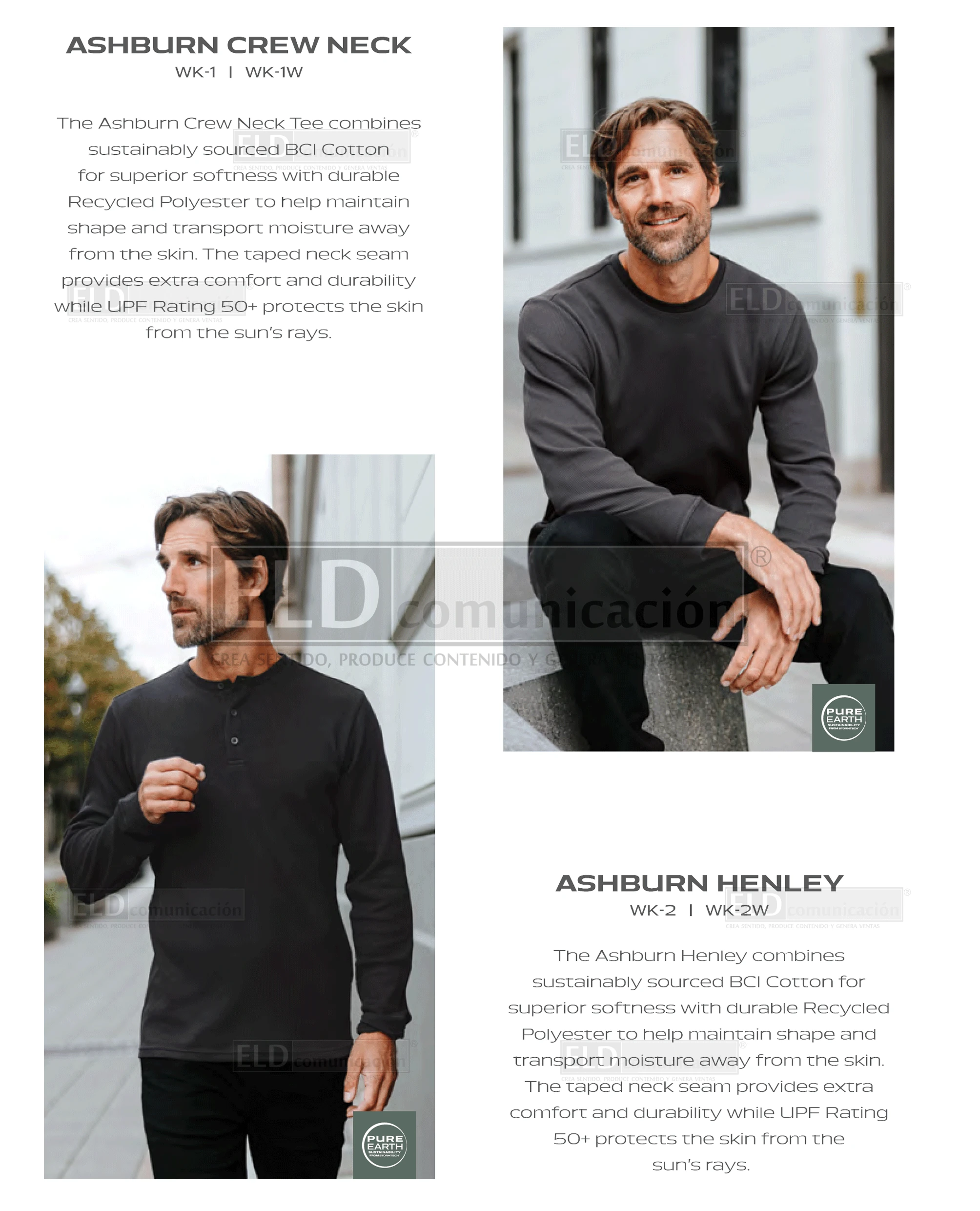 Playeras premium modelo ashburn crew nek y ashburn henley stormtech