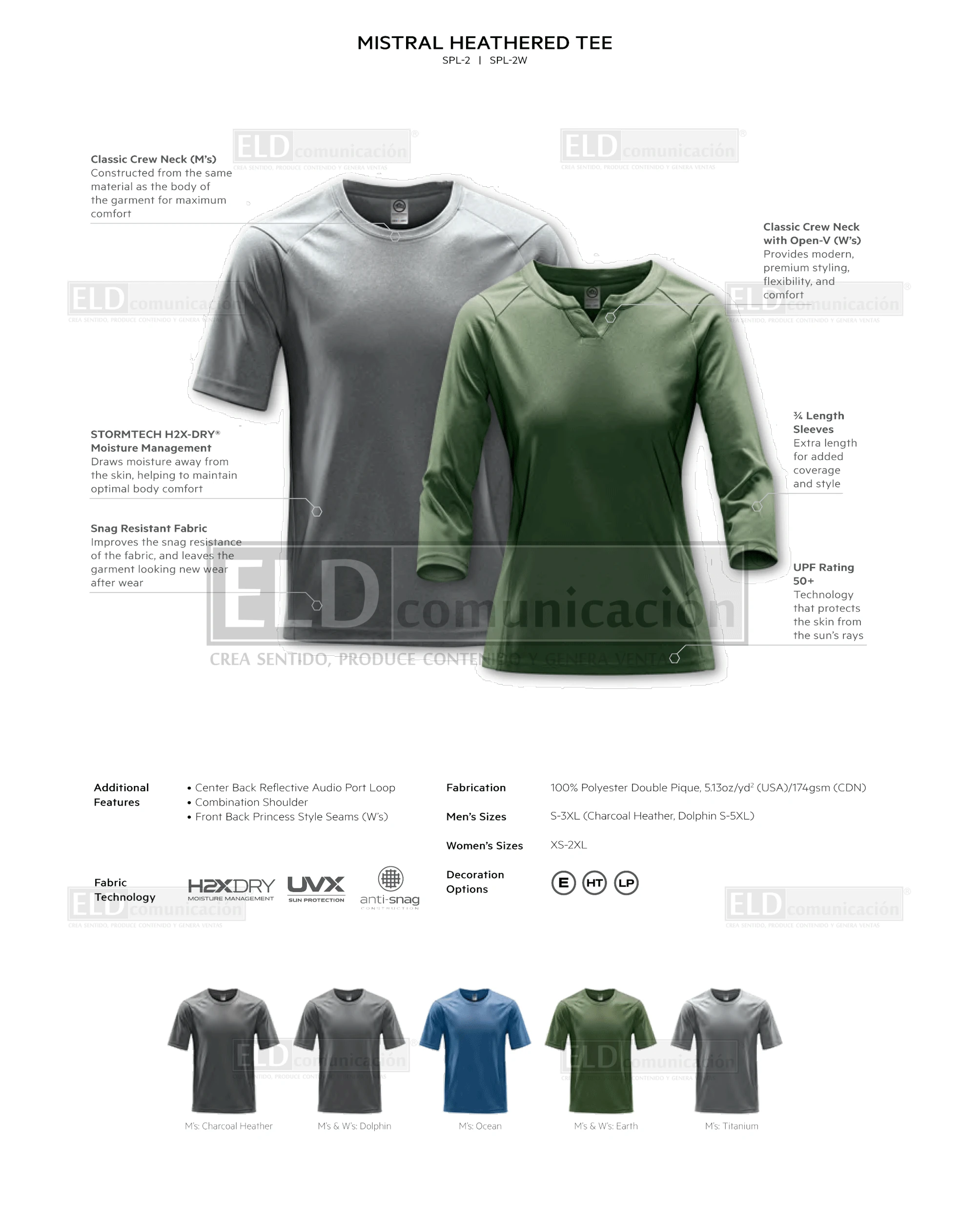 Playeras premium modelo mistral heat hered manga corta colores stormtech