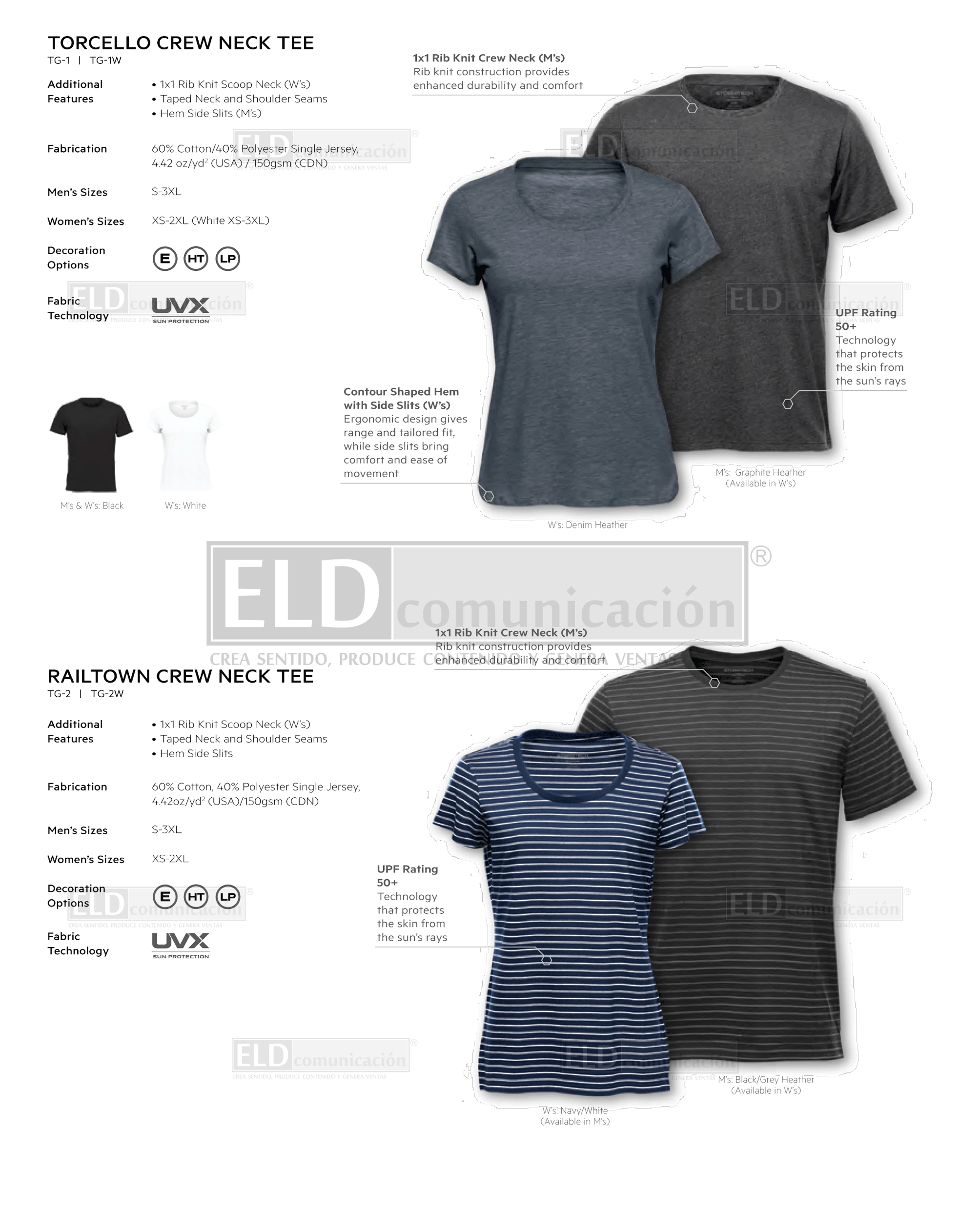 Playeras premium modelo torcello crew neck y railtown crew neck manga corta colores stormtech