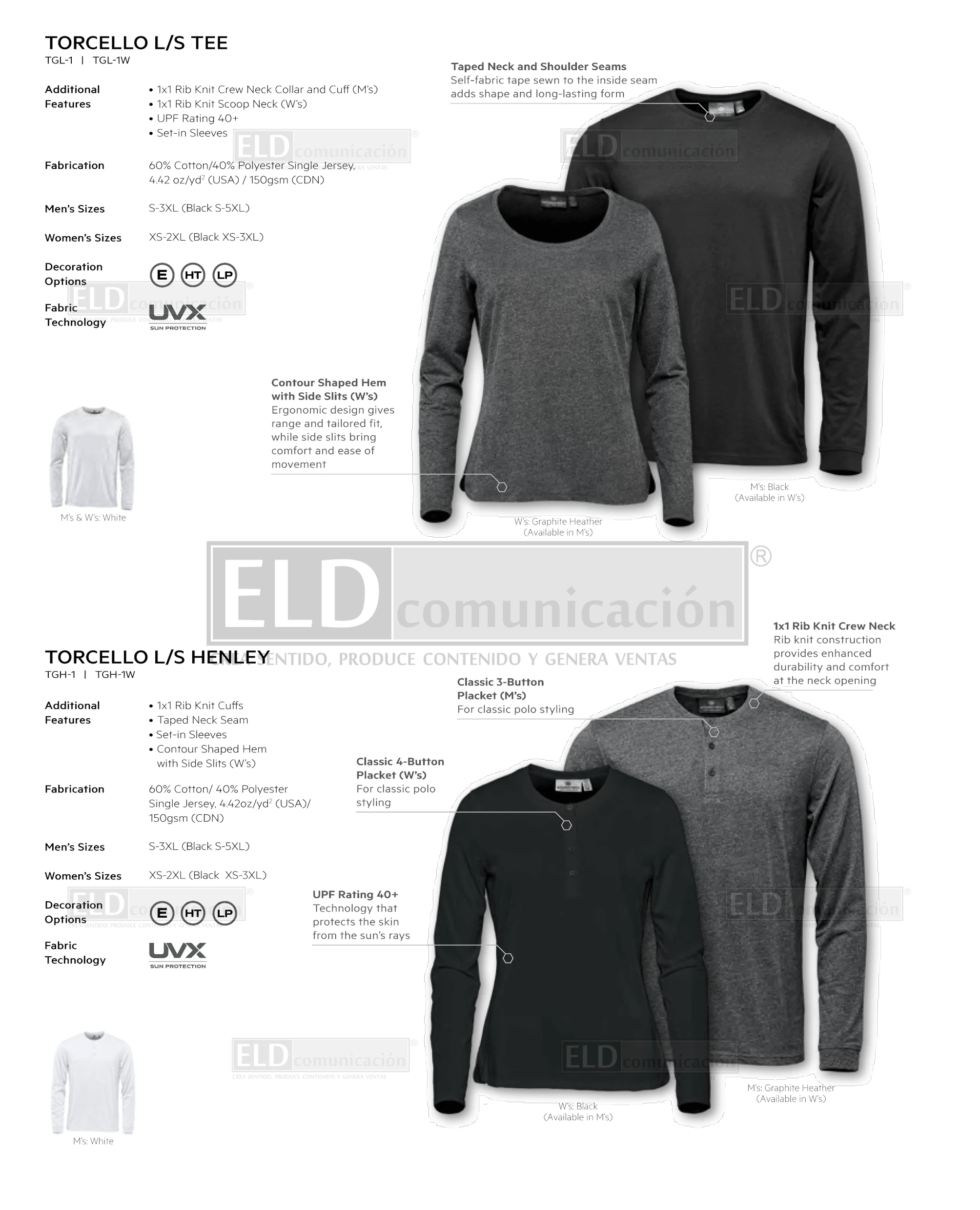Playeras premium modelo torcello manga larga colores stormtech