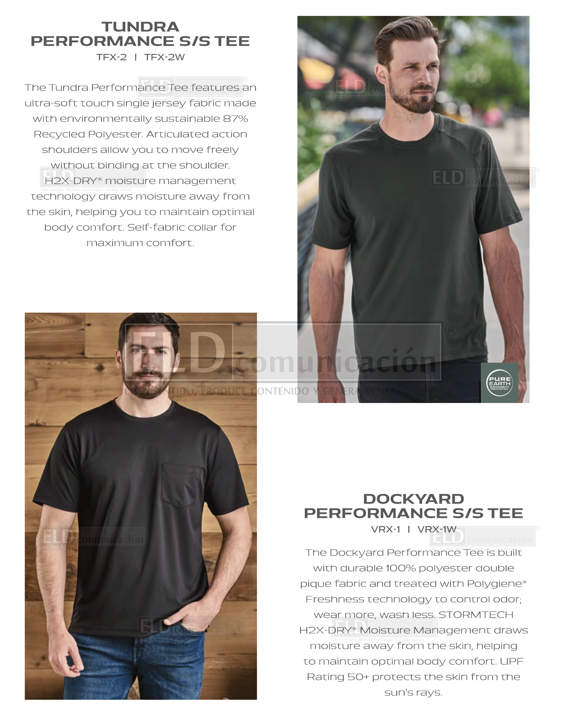 Playeras premium modelo tundra performance y dockyard performance manga corta stormtech