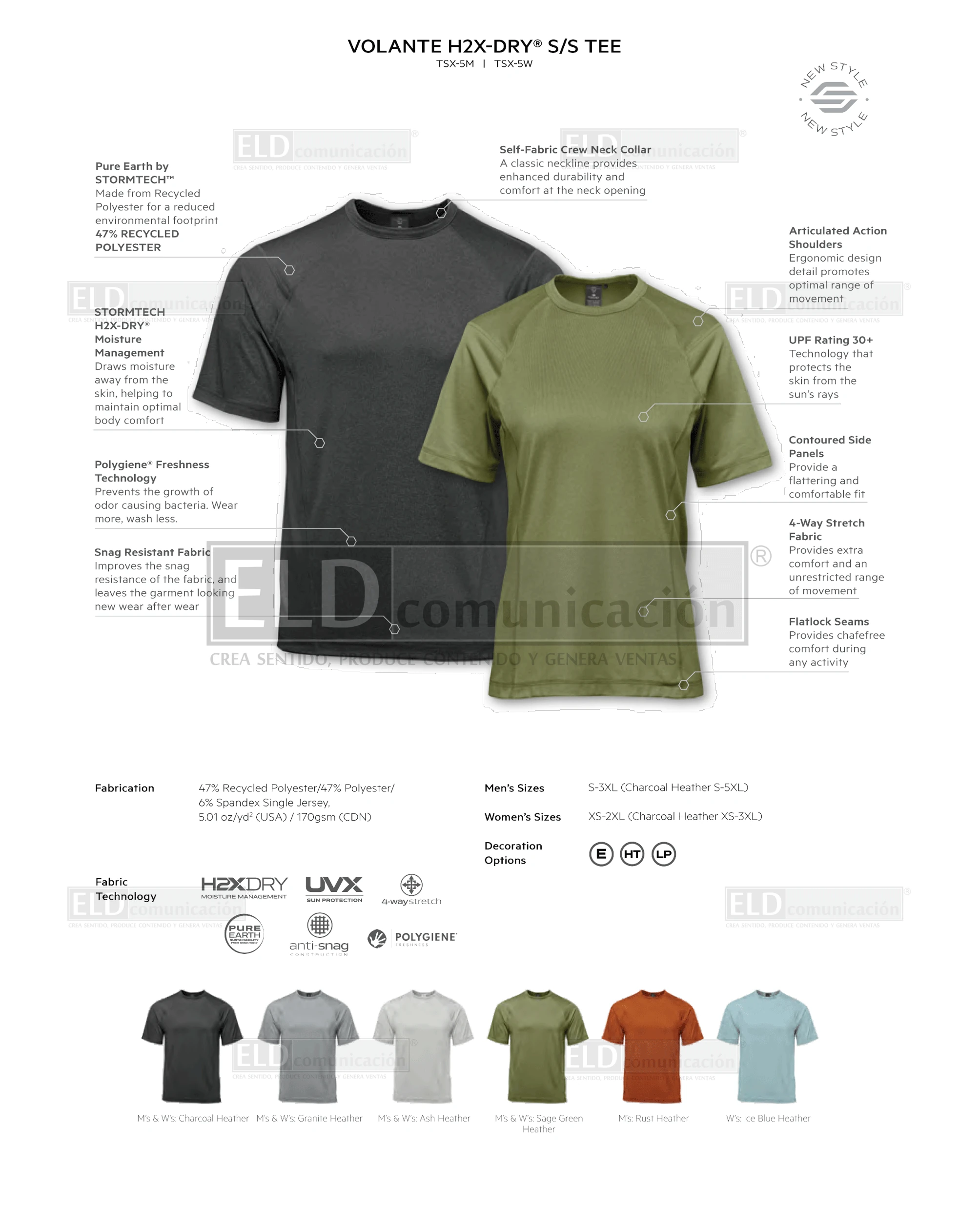 Playeras premium modelo volante manga corta colores stormtech