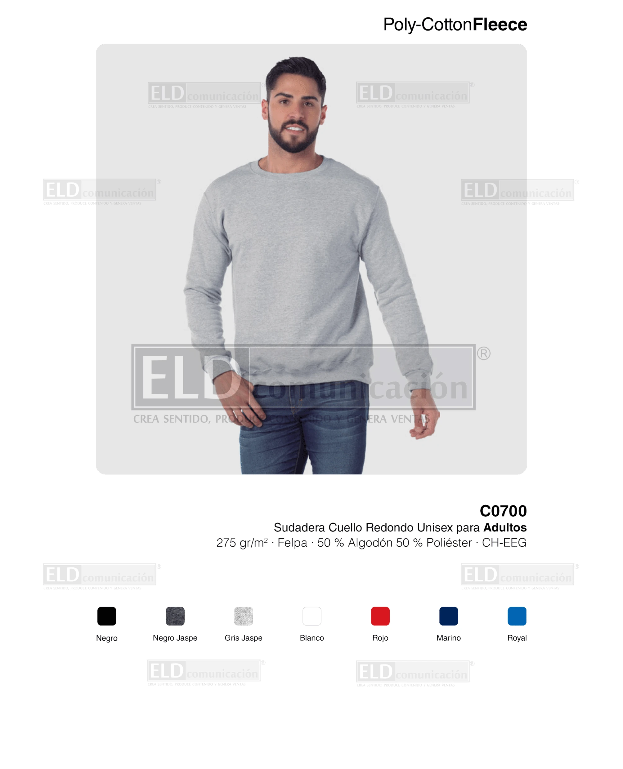 Sudadera yazbek unisex adultos con cuello redondo modelo C0700