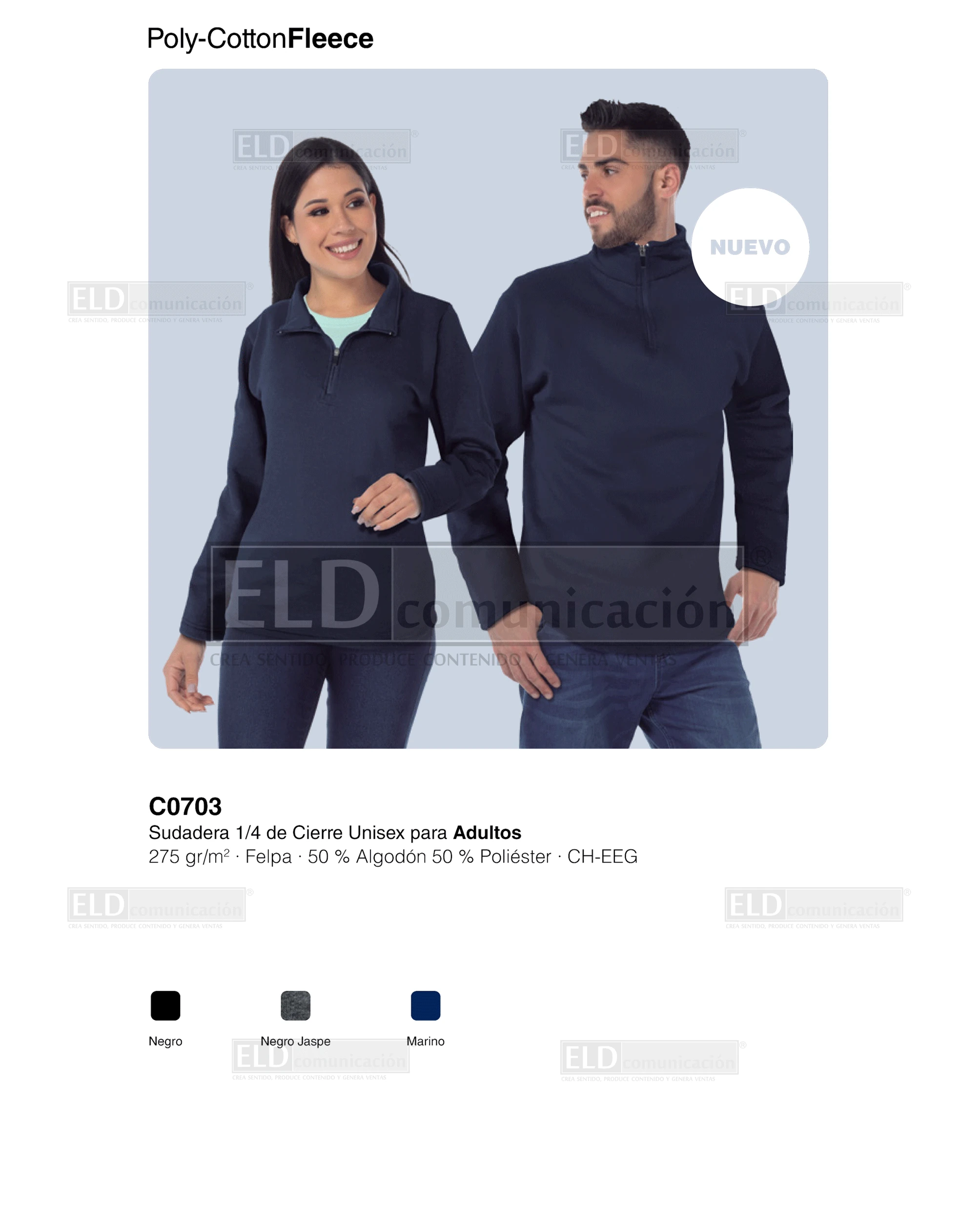 Sudadera yazbek unisex adultos con un cuarto de cierre modelo C0703