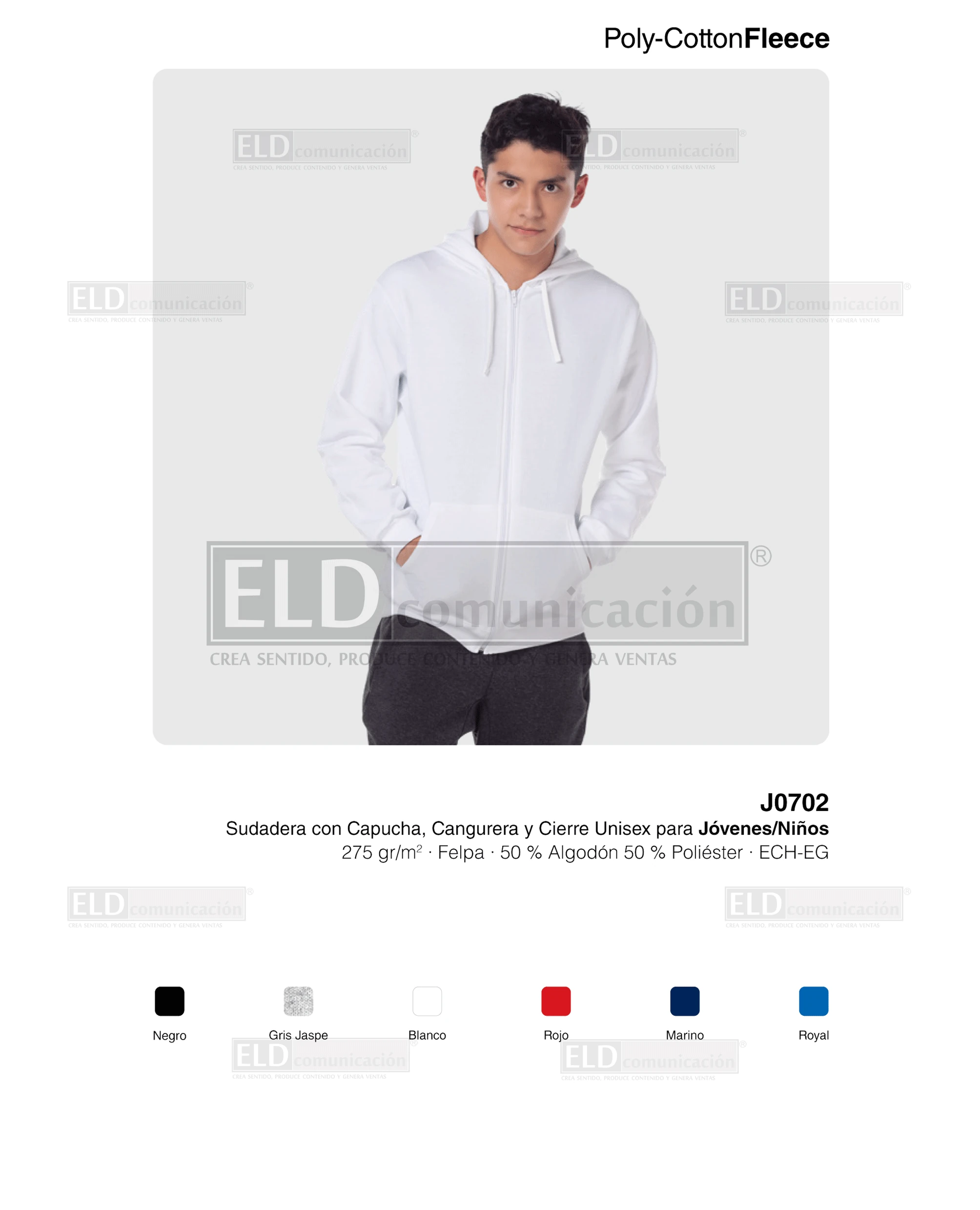 Sudadera yazbek unisex jovenes y ninos con capucha cangurera y cierre modelo J0702