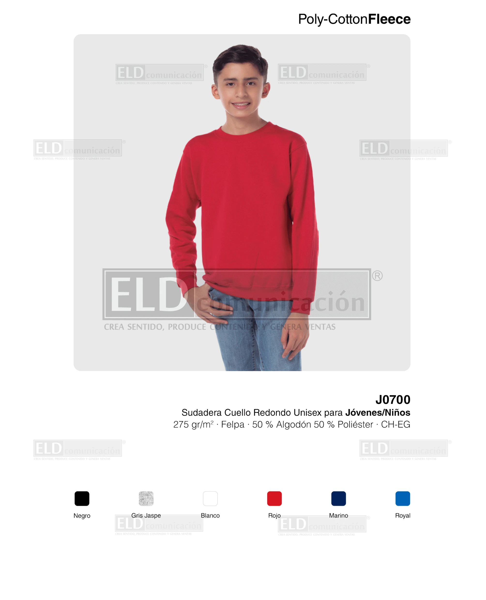 Sudadera yazbek unisex jovenes y ninos con cuello redondo modelo J0700